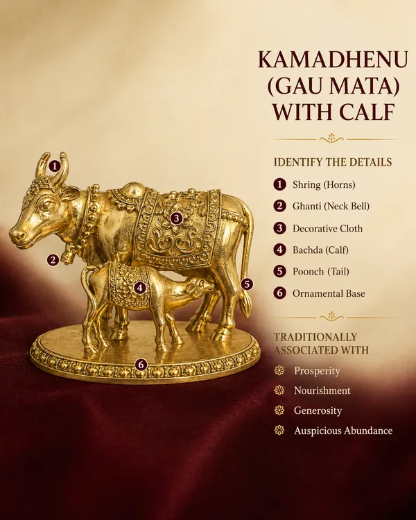 Kamdhenu_Cow_with_Calf_-_Brass_Showpiece,_Gold_Finish