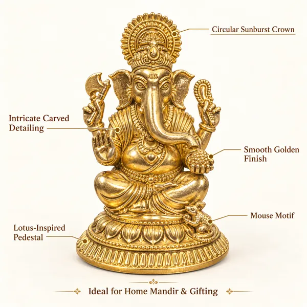 Ganesha_on_Round_Brass_Plate,_Gold_Finish