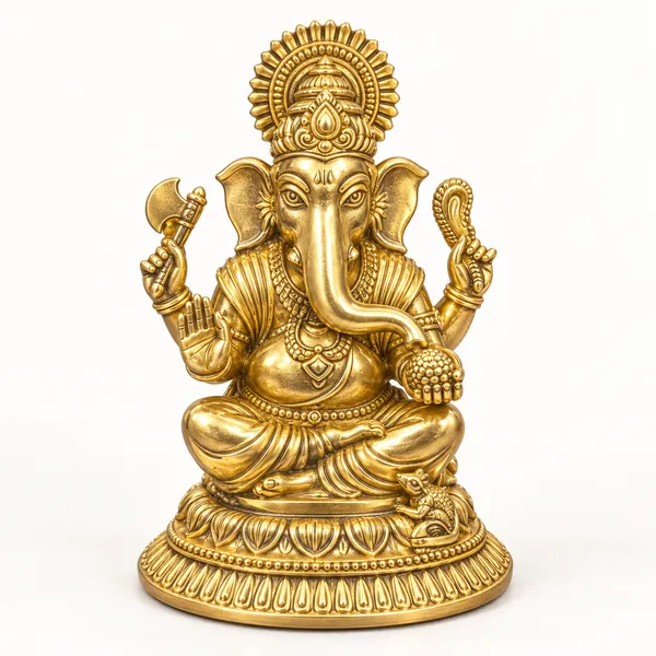 Ganesha_on_Round_Brass_Plate,_Gold_Finish