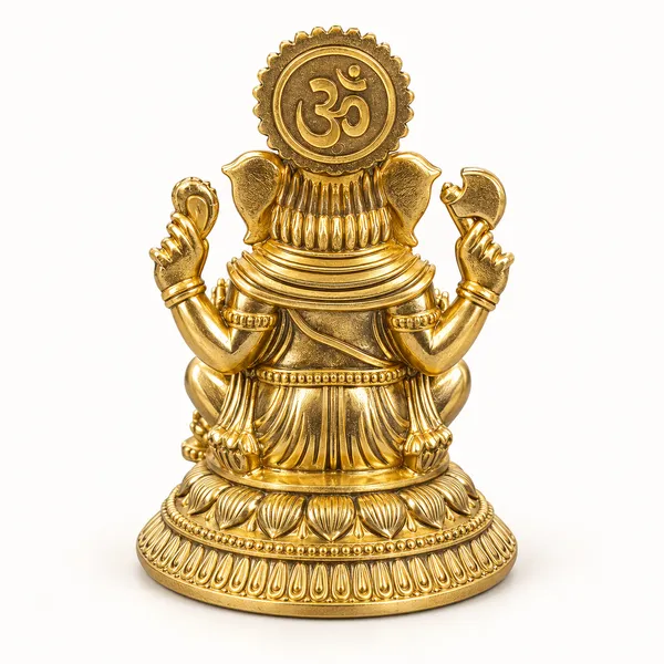 Ganesha_on_Round_Brass_Plate,_Gold_Finish
