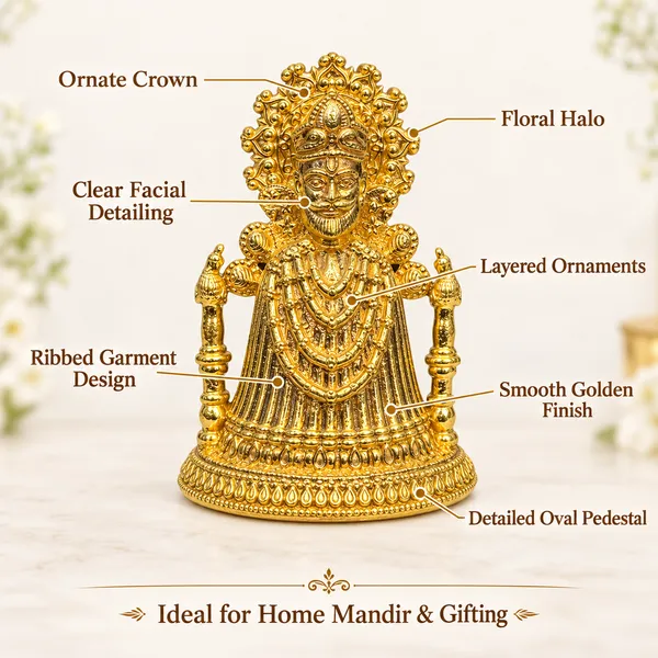 Khatu_Shyam_Ji_Brass_Idol,_Gold_Finish