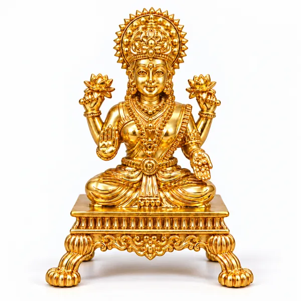 Brass_Lakshmi_Idol,_Gold_Finish