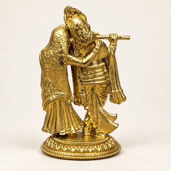 Radha_Krishna_Playing_Flute_-_Brass_Idol,_Gold_Finish