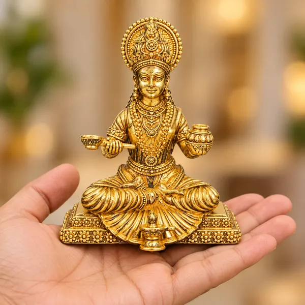 Goddess_Annapurna_Brass_Idol,_Gold_Finish