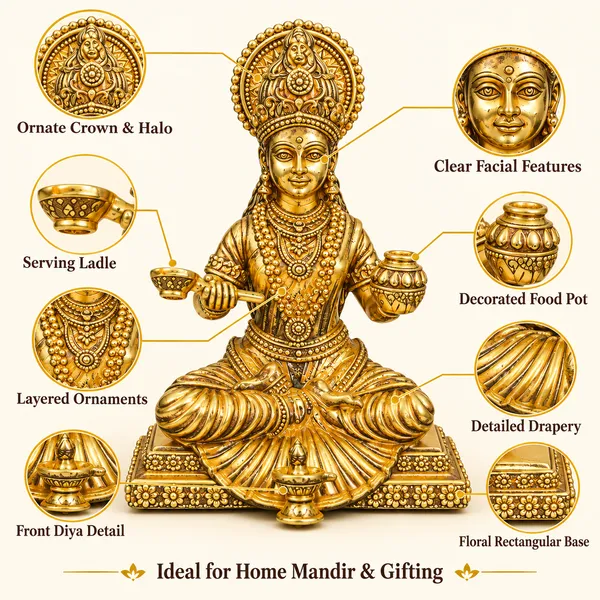 Goddess_Annapurna_Brass_Idol,_Gold_Finish