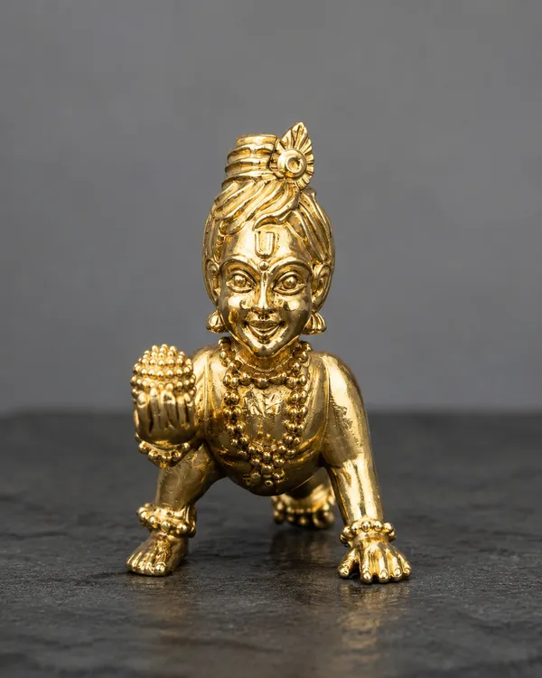 Laddu_Gopal_Crawling_Krishna_-_Brass_Idol,_Gold_Finish