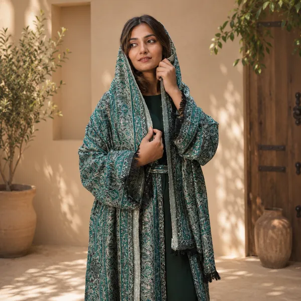 Green_Pashmina_Abaya_With_Scarf_For_Women
