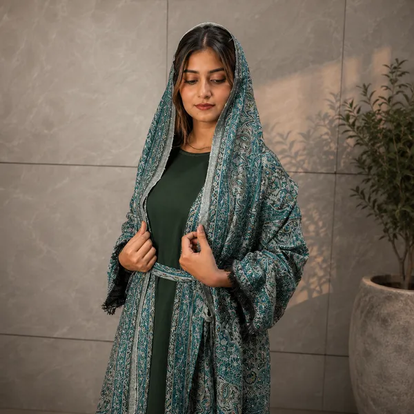 Green_Pashmina_Abaya_With_Scarf_For_Women