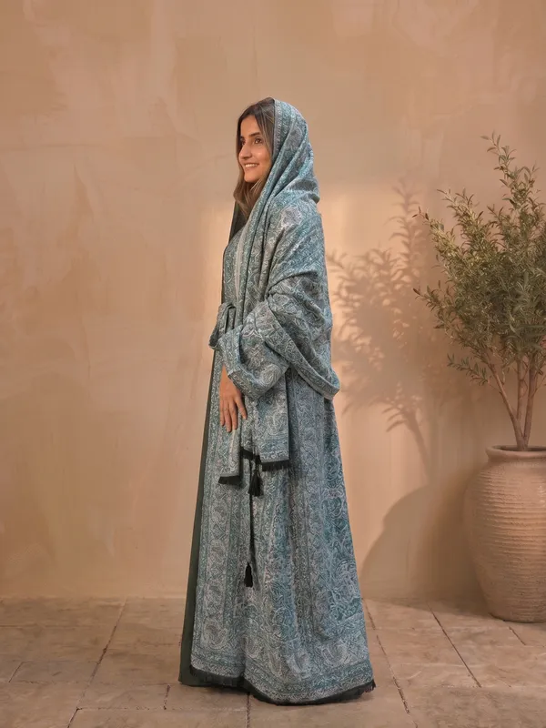 Green_Pashmina_Abaya_With_Scarf_For_Women