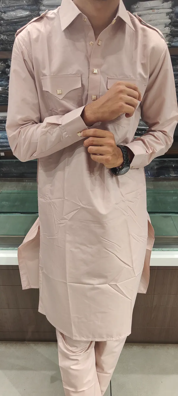 Light_Pink_Giza_Cotton_Kurta_Payjama_For_Men