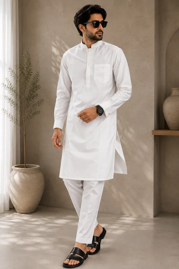 White_Giza_Cotton_Kurta_Payjama_For_Men
