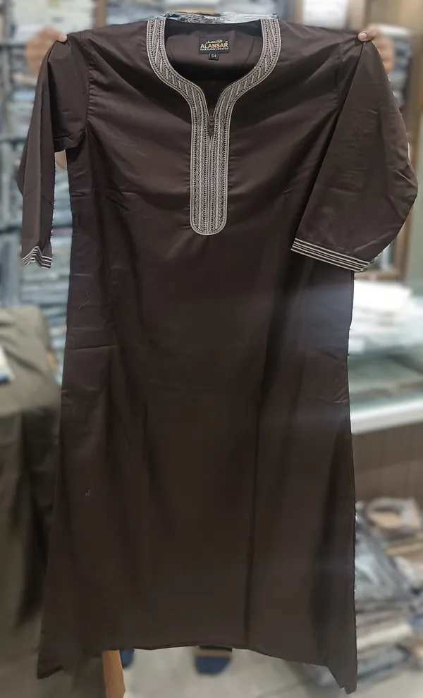 Dark_Brown_Spun_Imported_Fabric_Thobe_For_Men