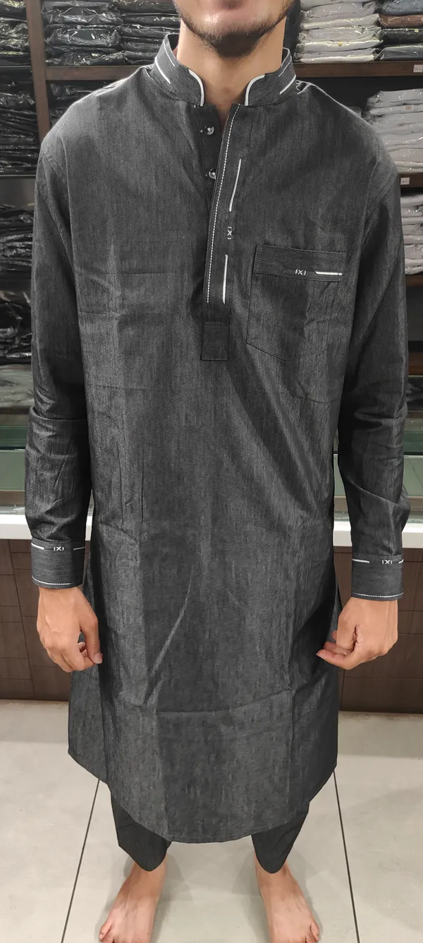 Black_Giza_Cotton_Kurta_Pyjama_For_Men
