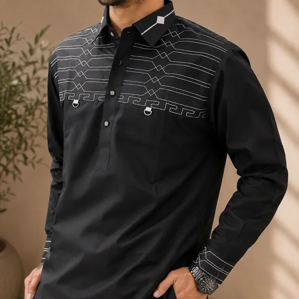 Black_Giza_Cotton_Kurta_Payjama_For_Men