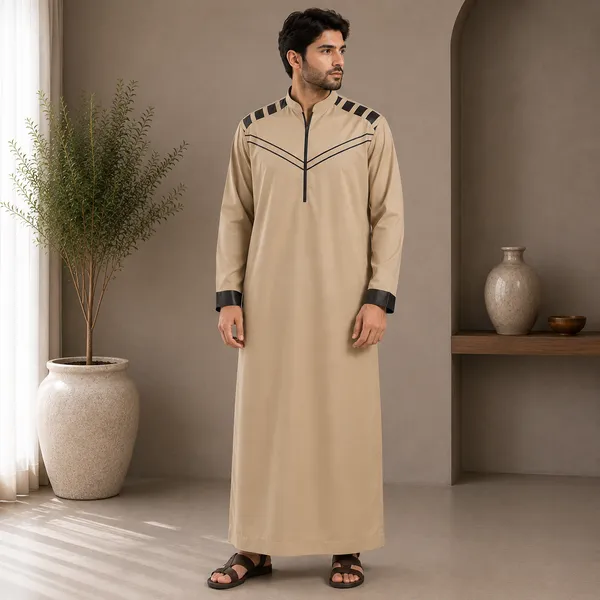 Beige_Imported_Vietnam_Fabric_Thobe_For_Men