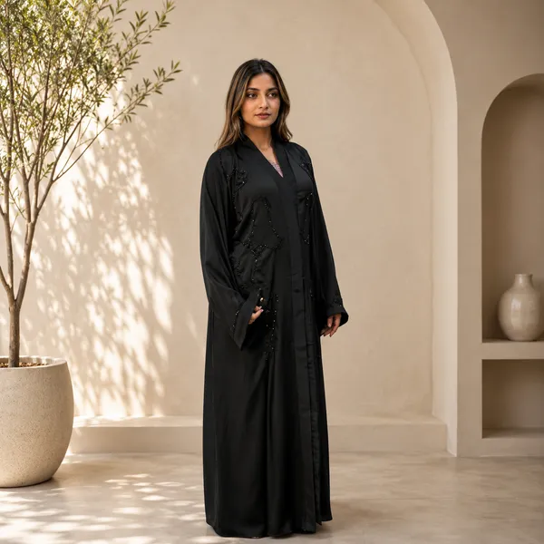 Black_Tik_Tok_Imported_Fabric_Abaya_With_Scarf_For_Women