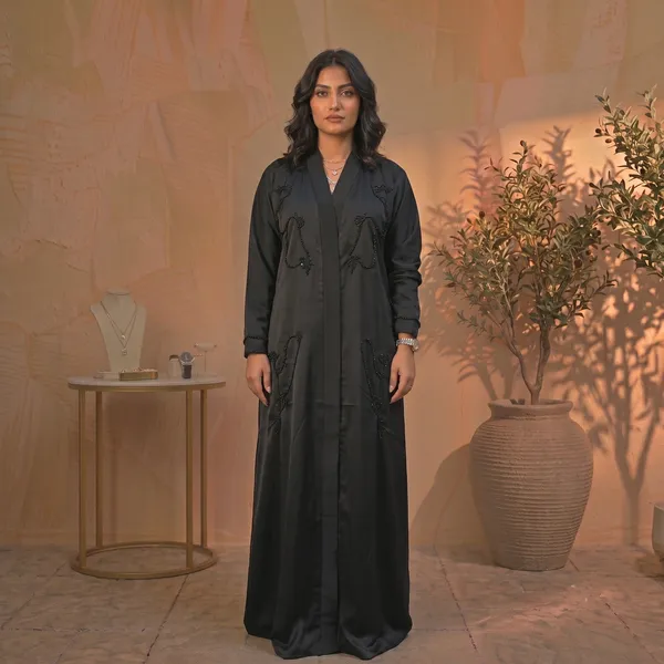 Black_Tik_Tok_Imported_Fabric_Abaya_With_Scarf_For_Women