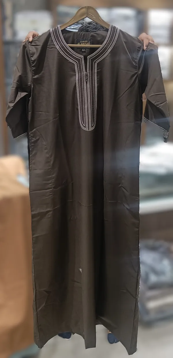 Dark_Brown_Spul_Imported_Fabric_Thobe_For_Men