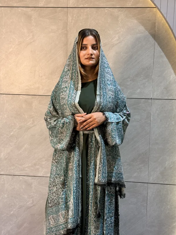 Green_Pashmina_Abaya_With_Scarf_For_Women