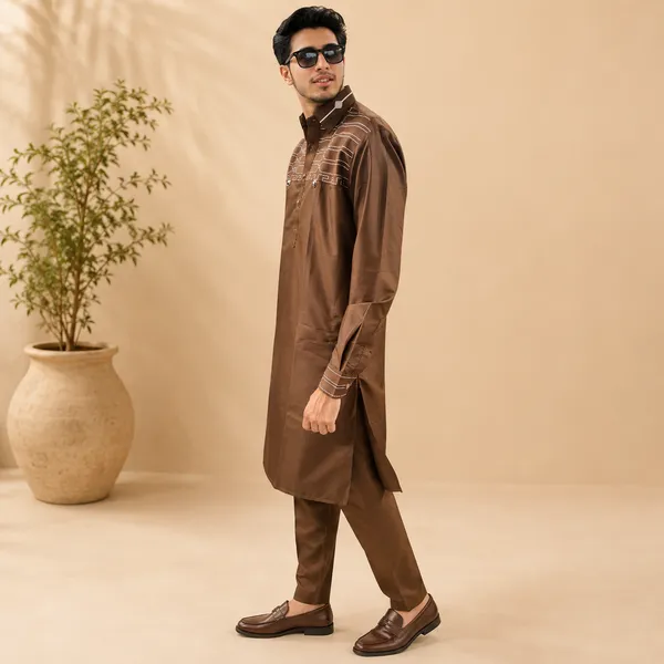 Brown_Giza_Cotton_Kurta_Payjama_For_Men