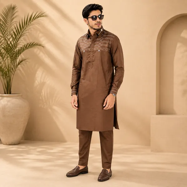 Brown_Giza_Cotton_Kurta_Payjama_For_Men