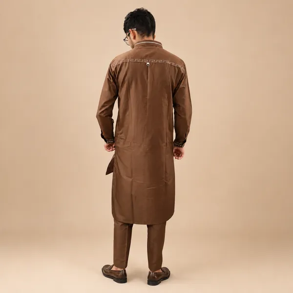 Brown_Giza_Cotton_Kurta_Payjama_For_Men