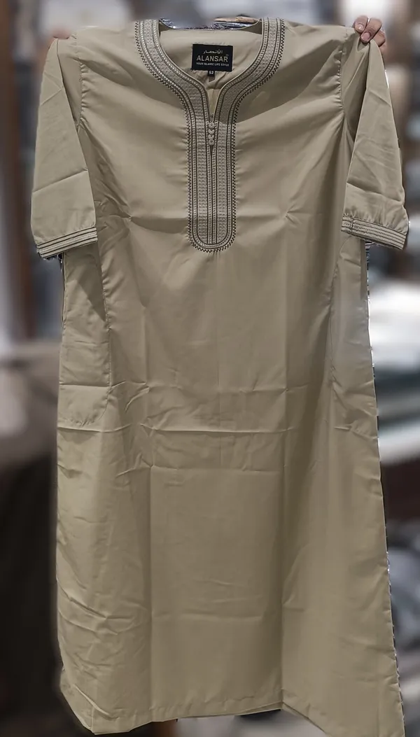 Beige_Spun_Imported_Fabric_Thobe_For_Men