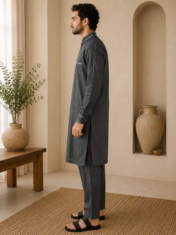 Black_Giza_Cotton_Kurta_Pyjama_For_Men