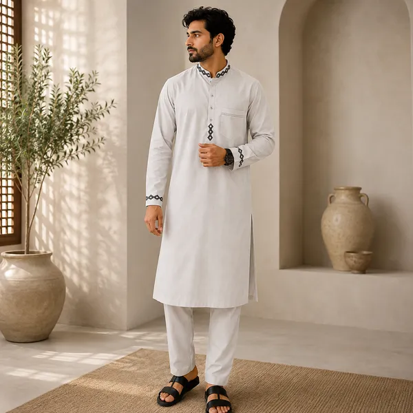 White_Giza_Cotton_Kurta_Payjama_For_Men