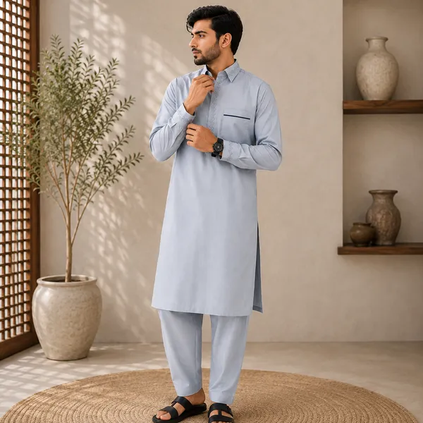 Light_Grey_Giza_Cotton_Kurta_Payjama_For_Men