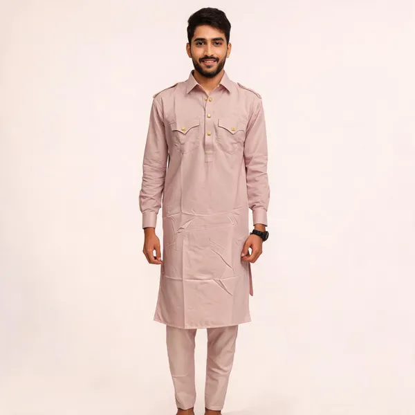 Light_Pink_Giza_Cotton_Kurta_Payjama_For_Men