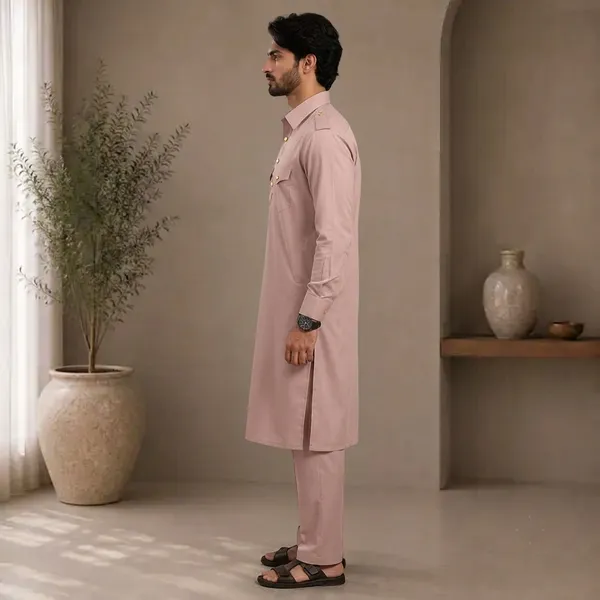 Light_Pink_Giza_Cotton_Kurta_Payjama_For_Men