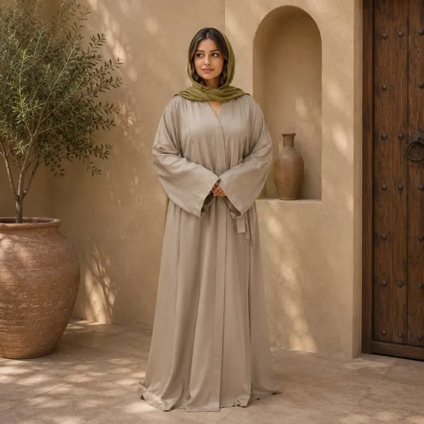 Beige_China_Nida_Abaya_With_Scarf_For_Women