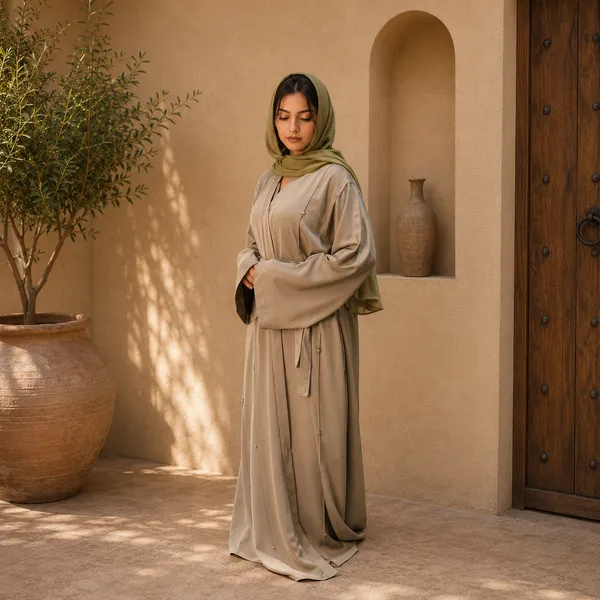 Beige_China_Nida_Abaya_With_Scarf_For_Women