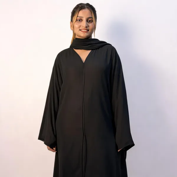 Black_Georgette_Nida_Abaya_With_Scarf_For_Women