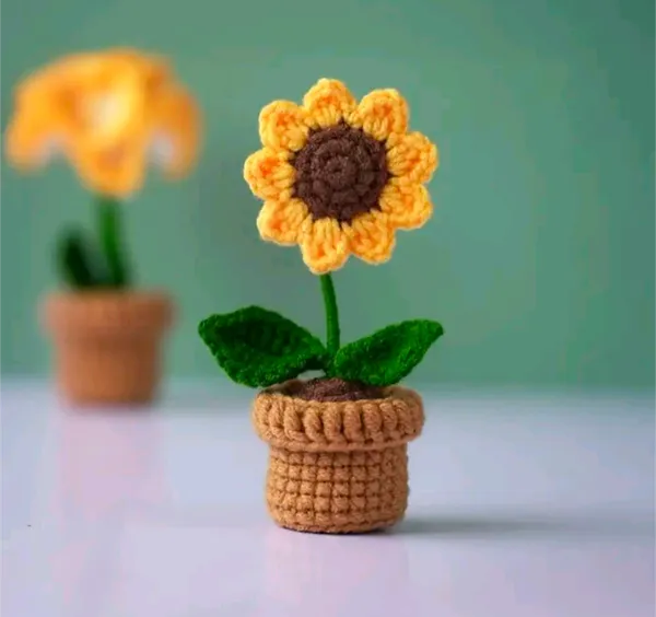 Wool_Decorative_Sunflower_Crochet_Potted_Plant