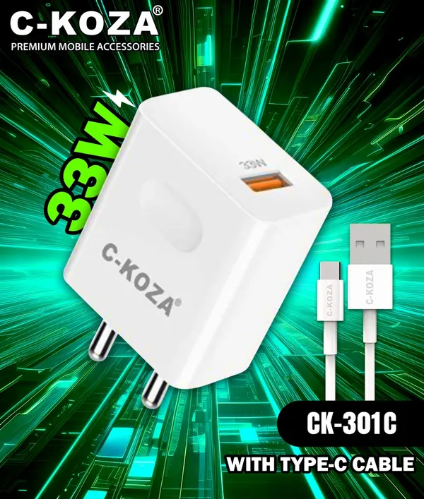 C-Koza_33W_Type-C_Wall_Charger_With_Cable