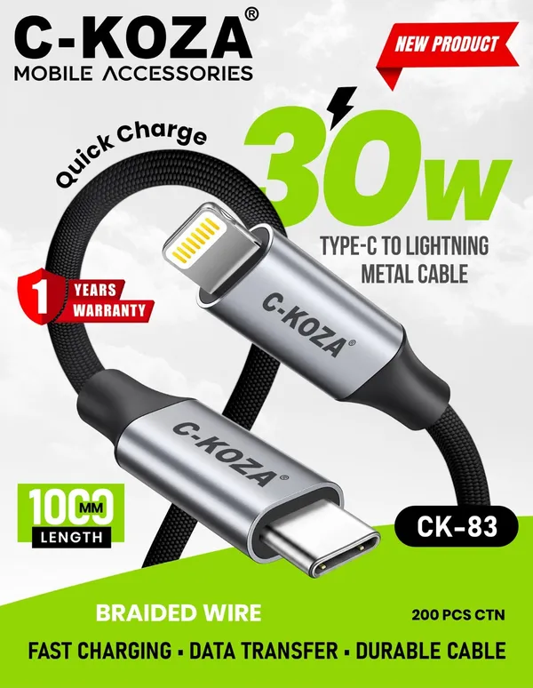 C-KOZA_30W_Type-C_To_Lightning_Braided_Cable