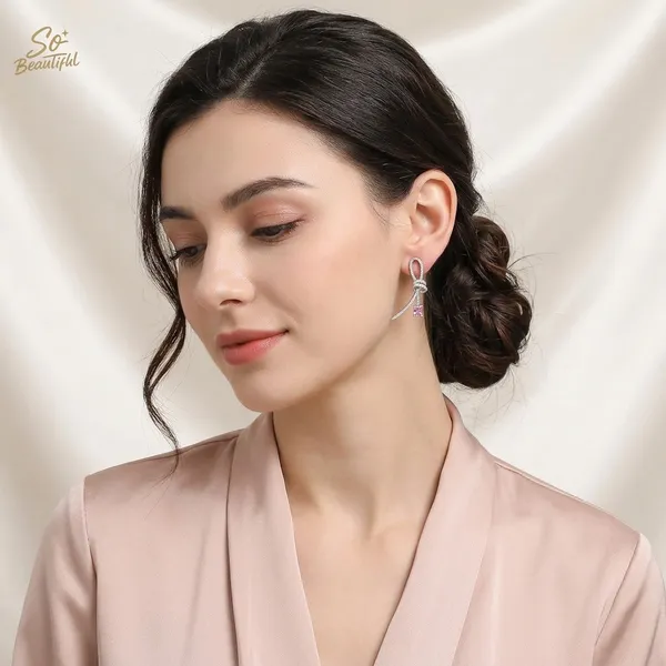 Silver_&_Pink_Brass_And_Silver_Plated_Drop_Earrings_For_Women