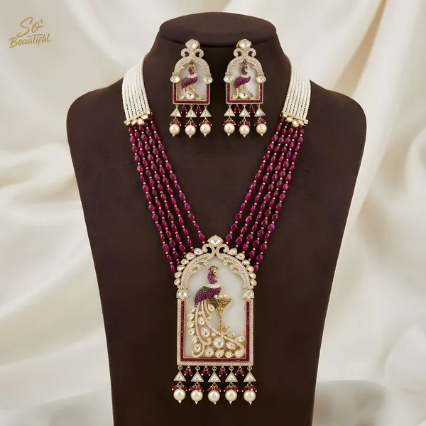 Maroon_Brass_And_Gold_Plated_Necklace_Set_For_Women