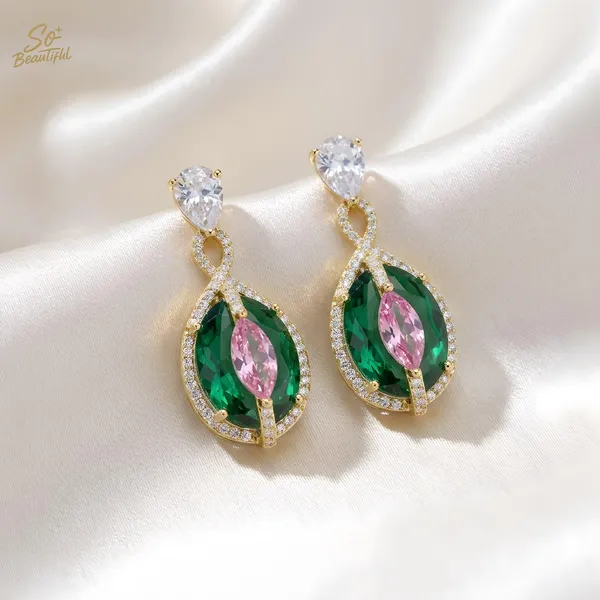 Gold_&_Green_Brass_And_Gold_Plated_Drop_Earrings_For_Women
