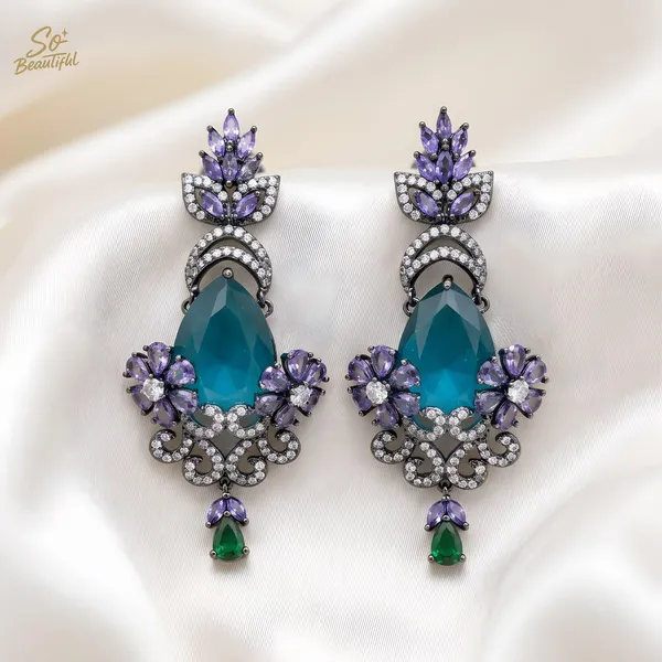 Sky_Blue_Brass_And_Gold_Plated_Drop_Earrings_For_Women