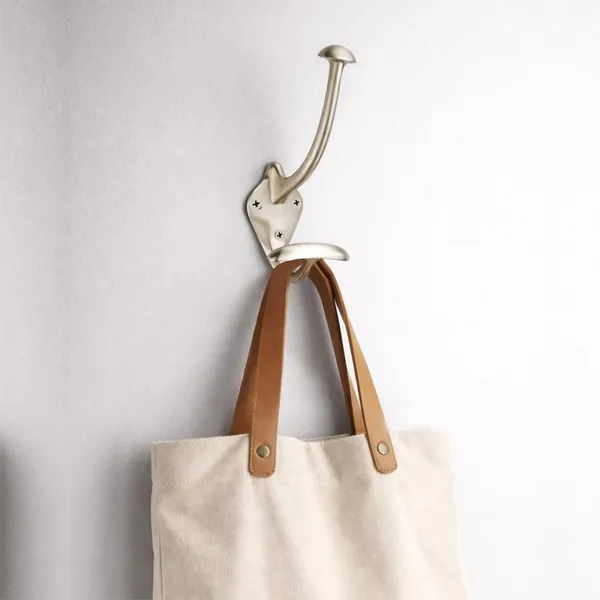 NAVRASS_HARDWARES_Brass_Wall_Mount_Hat_and_Coat_Hook,_Traditional_Style,_Lacquered_Finish_(Nickel_Matte)