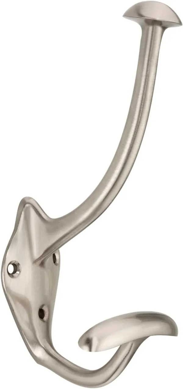 NAVRASS_HARDWARES_Brass_Wall_Mount_Hat_and_Coat_Hook,_Traditional_Style,_Lacquered_Finish_(Nickel_Matte)