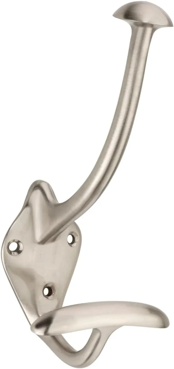 NAVRASS_HARDWARES_Brass_Wall_Mount_Hat_and_Coat_Hook,_Traditional_Style,_Lacquered_Finish_(Nickel_Matte)