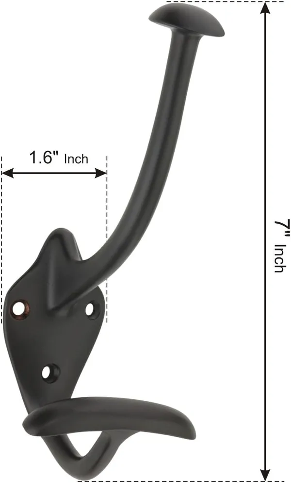 NAVRASS_HARDWARES_Brass_Wall_Mount_Hat_and_Coat_Hook,_Traditional_Style,_(Powder_Coated_Black)