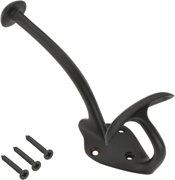 NAVRASS_HARDWARES_Brass_Wall_Mount_Hat_and_Coat_Hook,_Traditional_Style,_(Powder_Coated_Black)