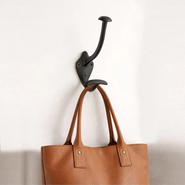 NAVRASS_HARDWARES_Brass_Wall_Mount_Hat_and_Coat_Hook,_Traditional_Style,_(Powder_Coated_Black)