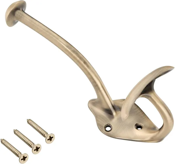 NAVRASS_HARDWARES_Brass_Wall_Mount_Hat_and_Coat_Hook,_Traditional_Style,_Lacquered_Finish_(Antique)