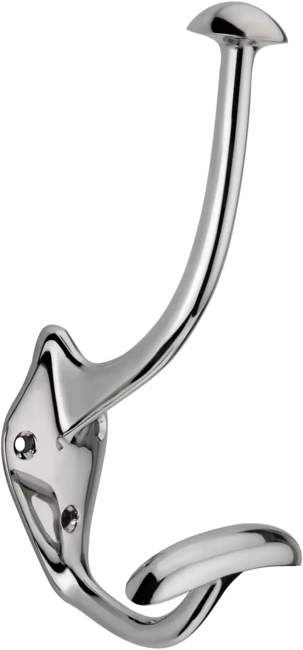 NAVRASS_HARDWARES_Brass_Wall_Mount_Hat_and_Coat_Hook,_Traditional_Style,__(Polished_Chrome)